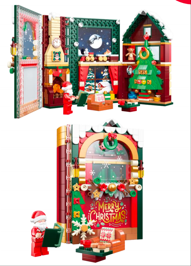 The Christmas Storybook Building Kit: Build a Pop-Up Holiday Scene with Santa! 2-in-1 Festive Book & Playset | Christmas Countdown Decor | STEM Toy for Kids Ages 8+