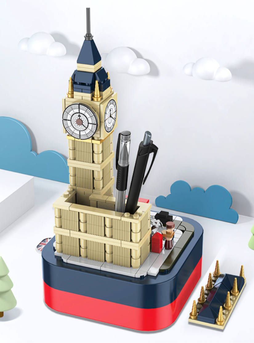 London Big Ben Music Box & Pen Holder Building Kit – 3-in-1 Architecture Model with Rotating Clock, Desk Organizer & Mechanical Music Box | Build Your Own London Landmark | Perfect Gift for Ages 8+